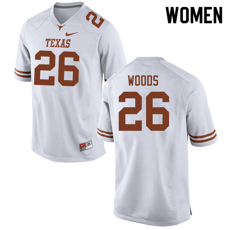 Women #26 Ky Woods Texas Longhorns College Football Jerseys Sale-White
